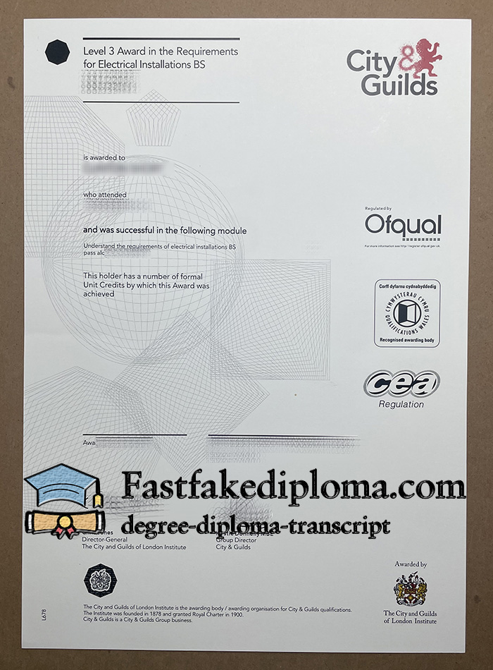 City and Guilds Level 3 certificate