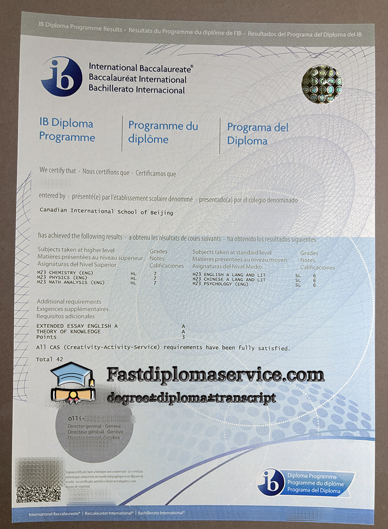 Order International Baccalaureate diploma