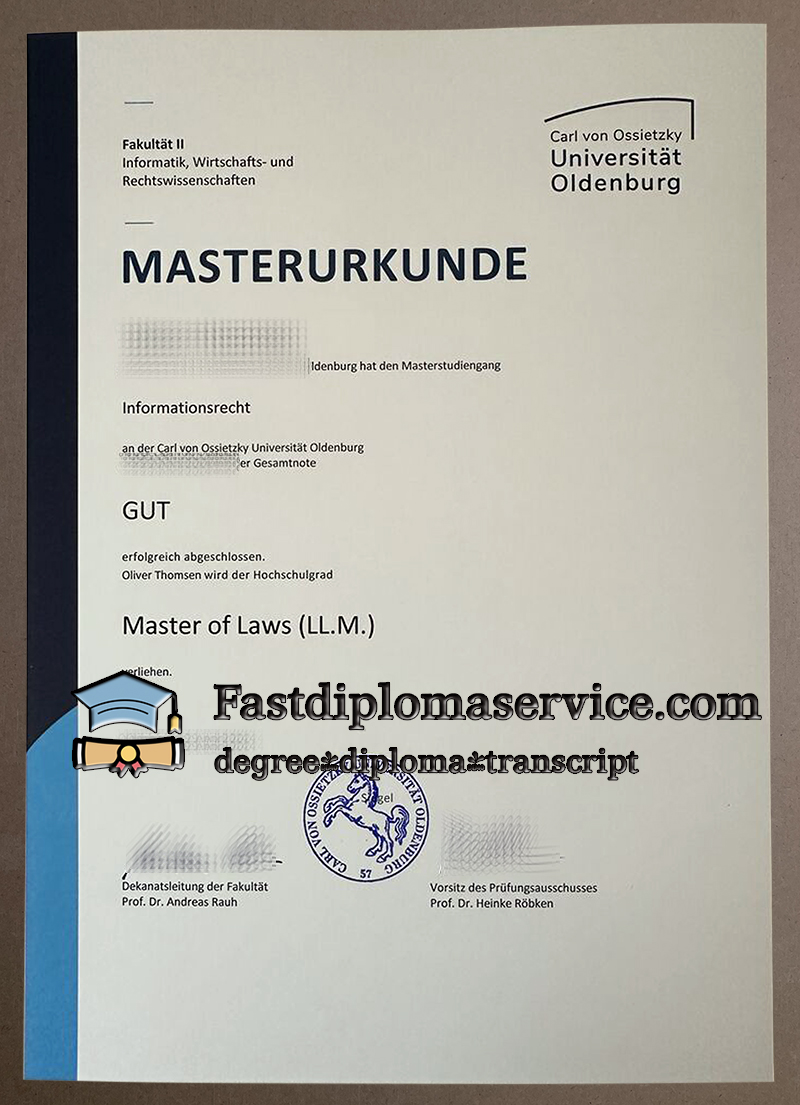 Order Universität Oldenburg Master Urkunde