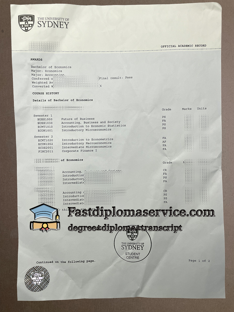 How much to order University of Sydney diploma?