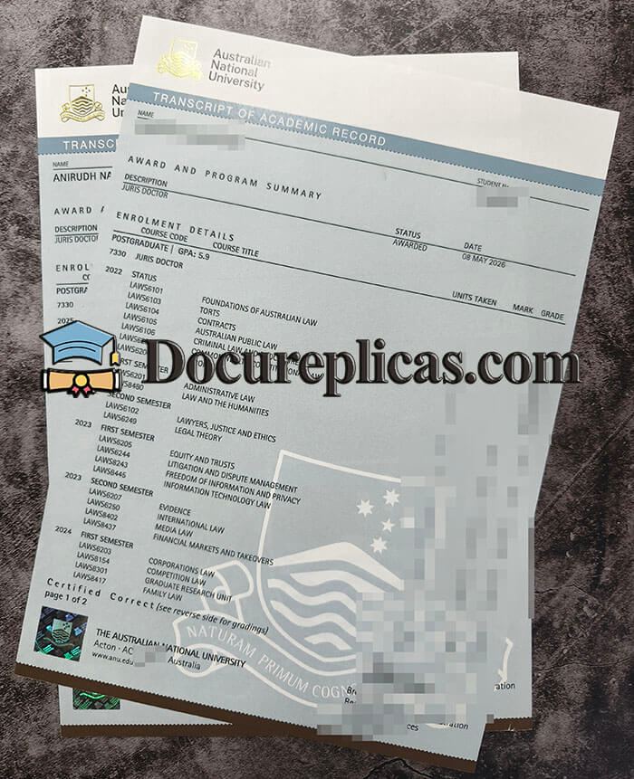 purchase realistic Australian National University Transcript