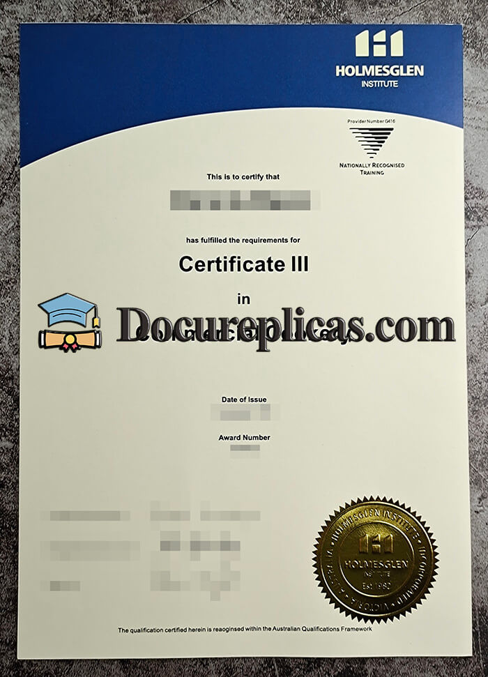 purchase realistic Holmesglen Institute certificate
