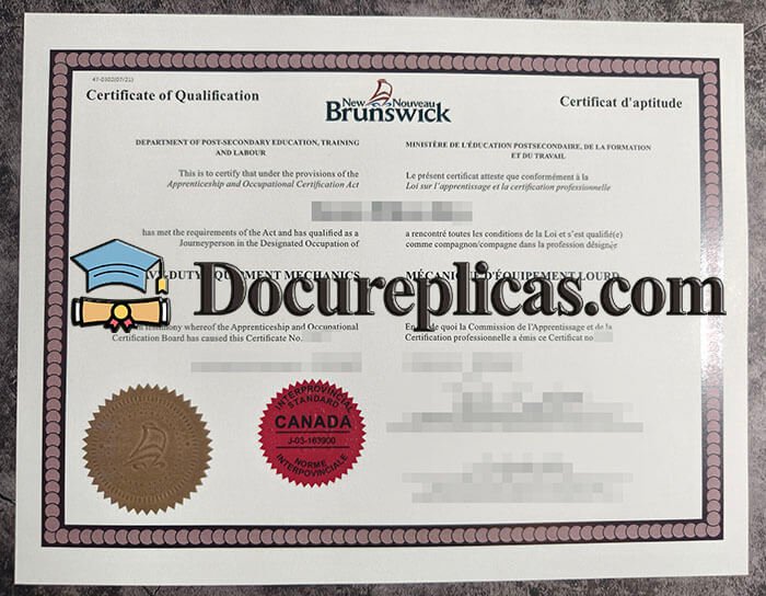 purchase realistic New Brunswick Certificate of Qualification