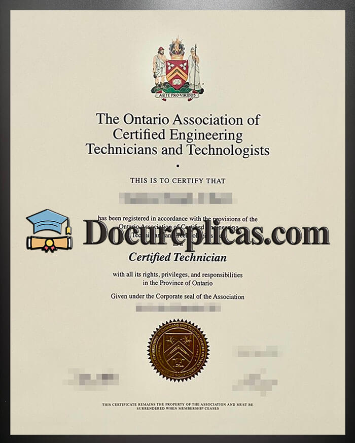 purchase realistic Ontario Association of Certified Engineering certificate