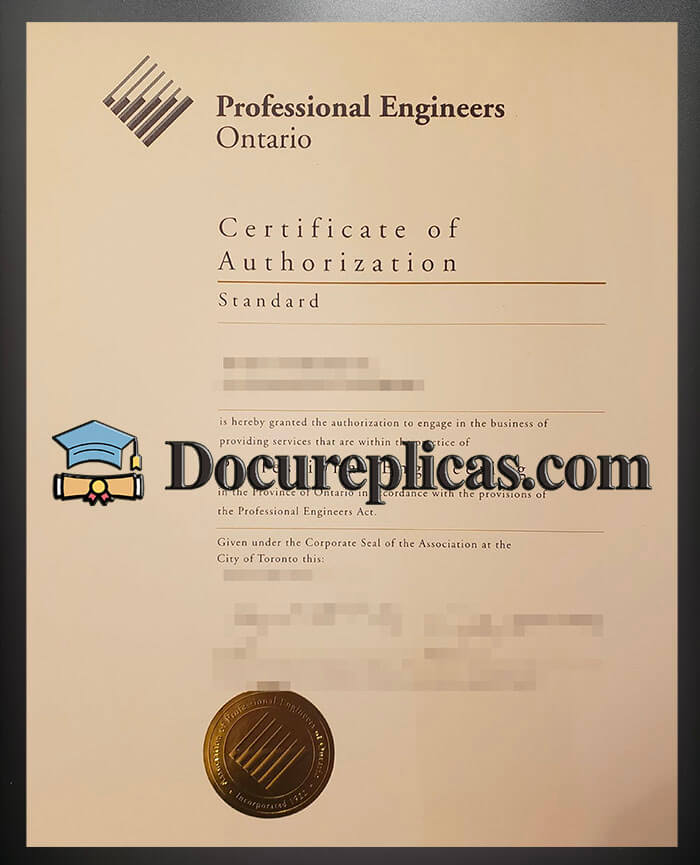 purchase realistic Professional Engineers Ontario certificate