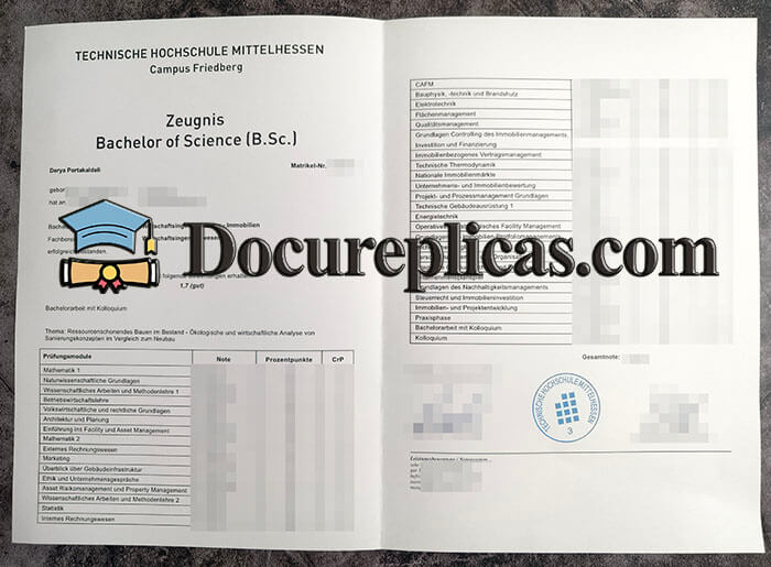 purchase realistic Technische Hochschule Mittelhessen Transcript