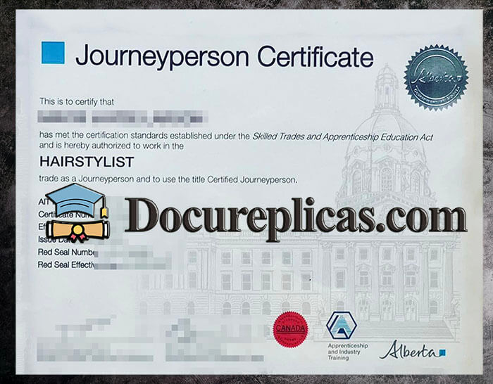 purchase realistic Alberta Journeyperson Certificate