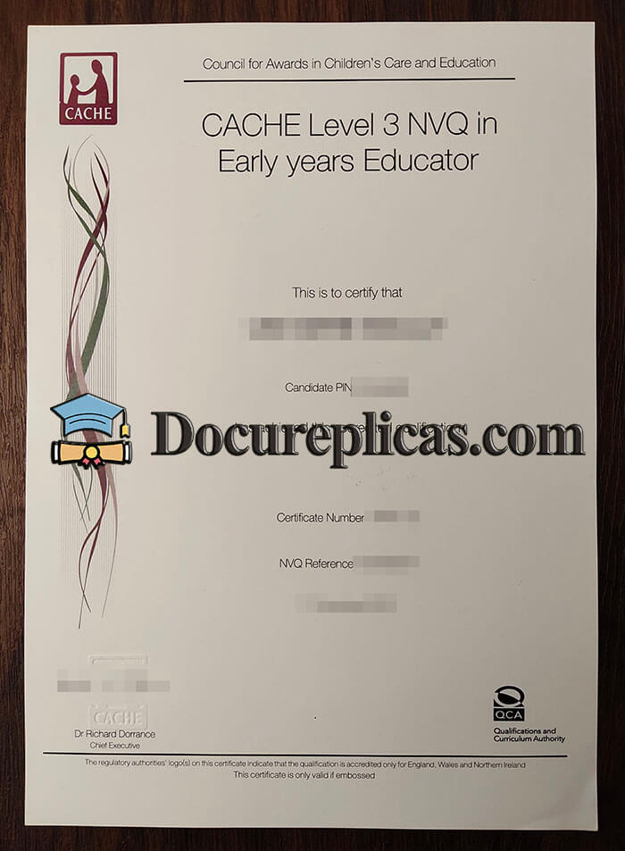 purchase realistic CACHE Level 3 NVQ in Early years Educator certificate
