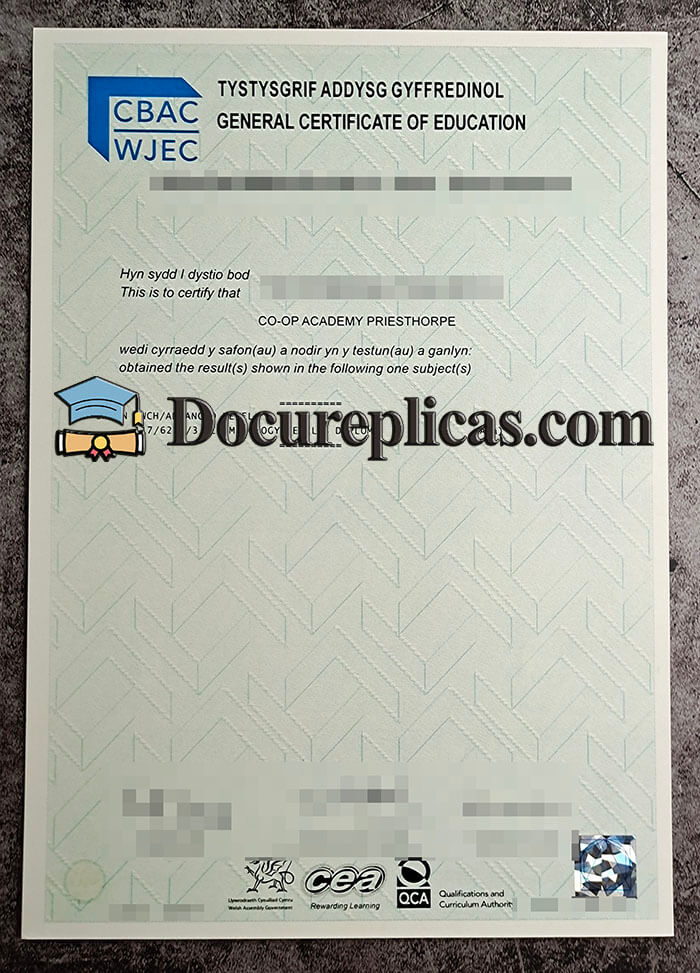 purchase realistic CBAC WJEC certificate