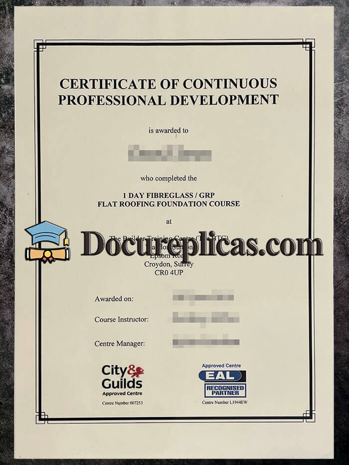 purchase realistic City & Guilds Certificate of Continuous Professional Development