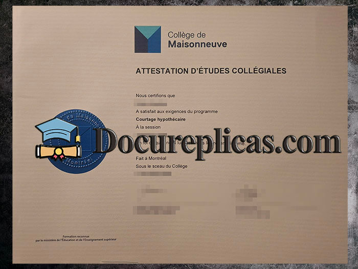 purchase realistic College de Maisonneuve diploma
