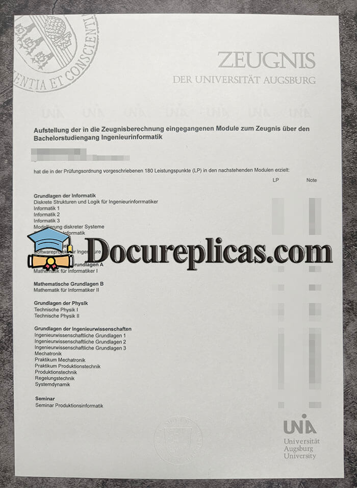 purchase realistic Der Universität Augsburg Transcript
