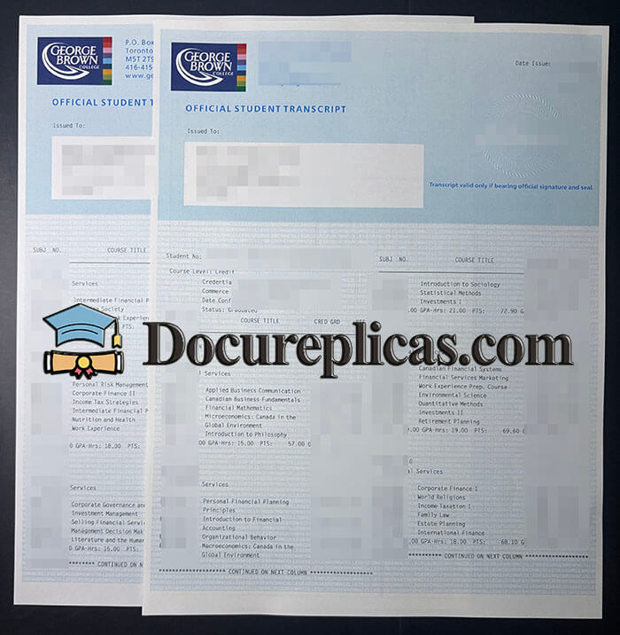 purchase realistic George Brown College Transcript