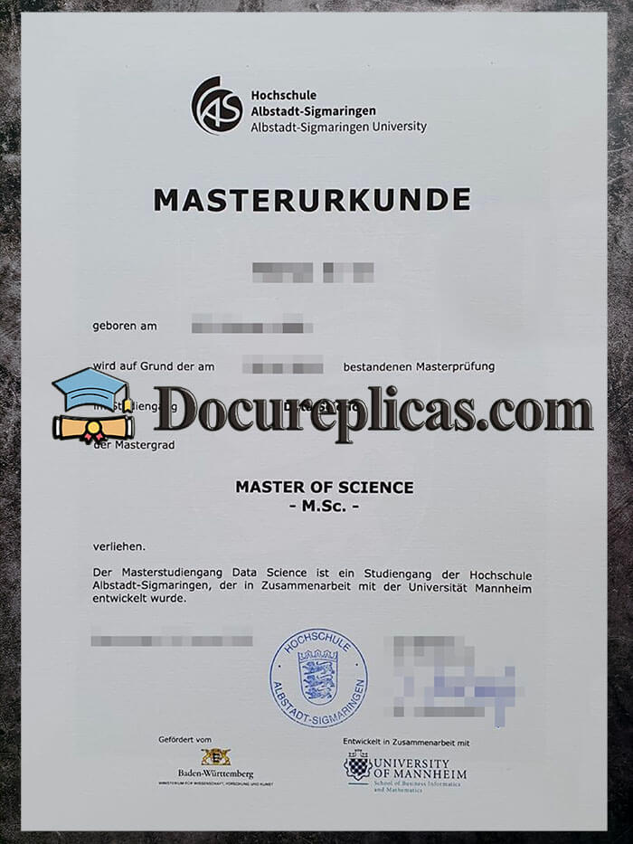 purchase realistic Hochschule Albstadt Sigmaringen Urkunde