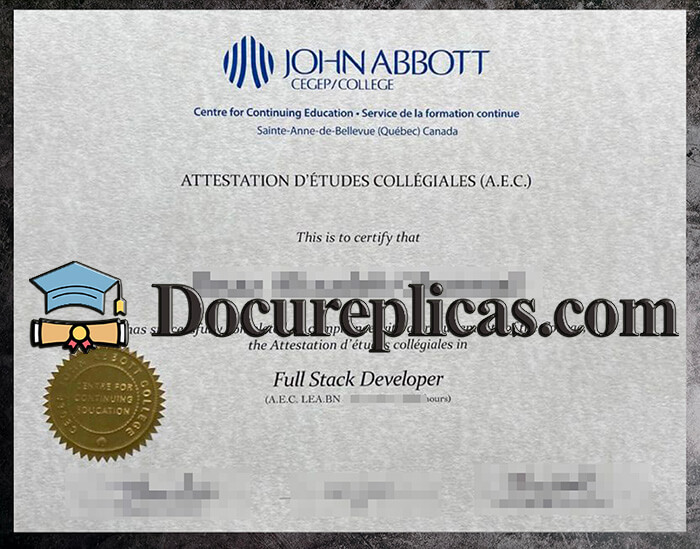 purchase realistic John Abbott College certificate