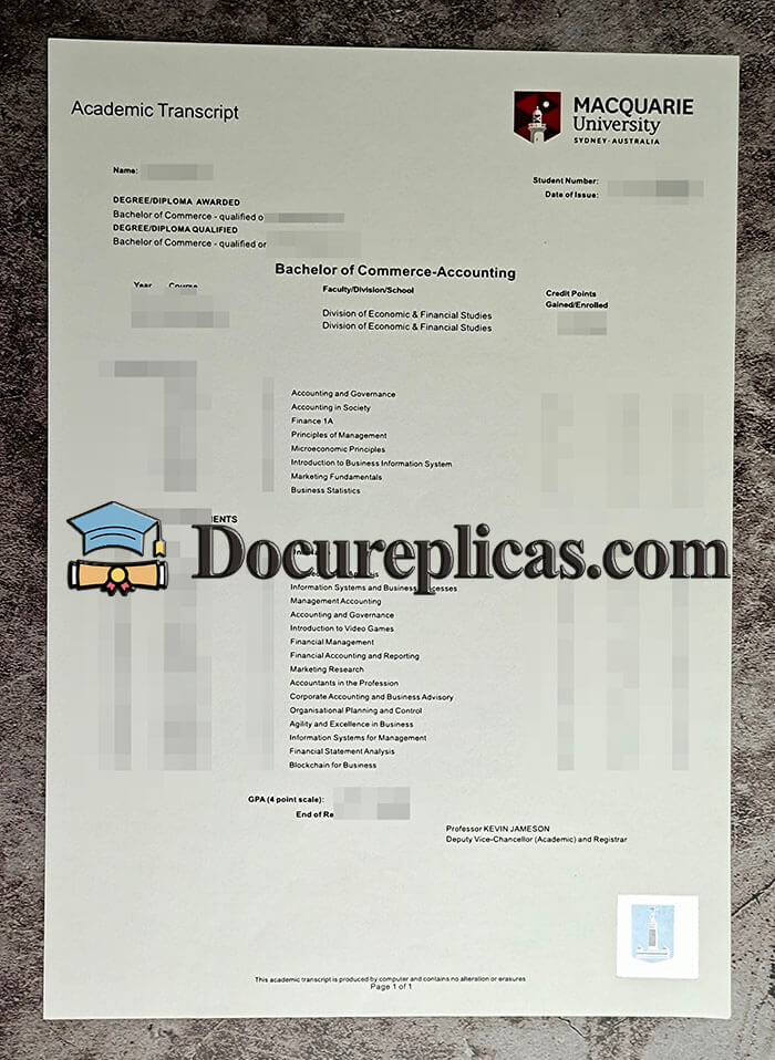 purchase realistic Macquarie University Transcript