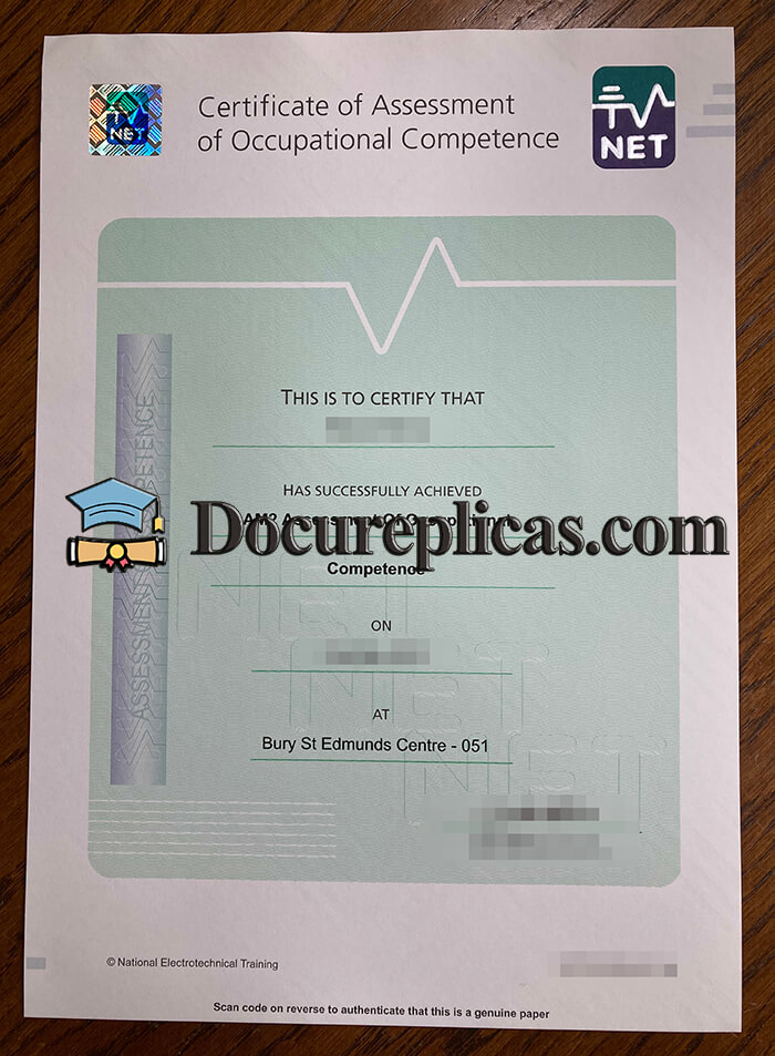 purchase realistic NET Certificate of Assessment of Occupational Competence