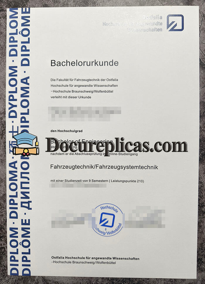 purchase realistic Ostfalia Hochschule für angewandte Wissenschaften urkunde