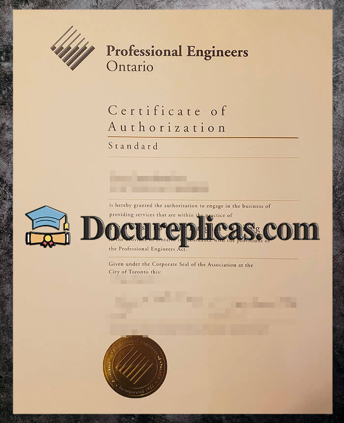 purchase realistic Professional Engineers Ontario certificate
