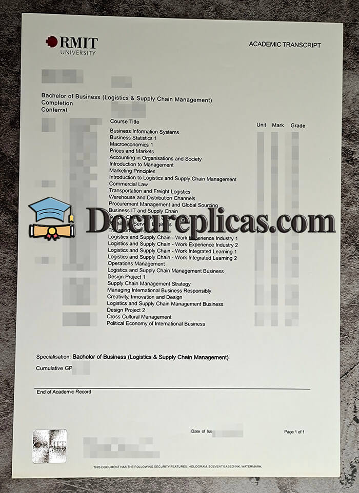 purchase realistic RMIT University Transcript