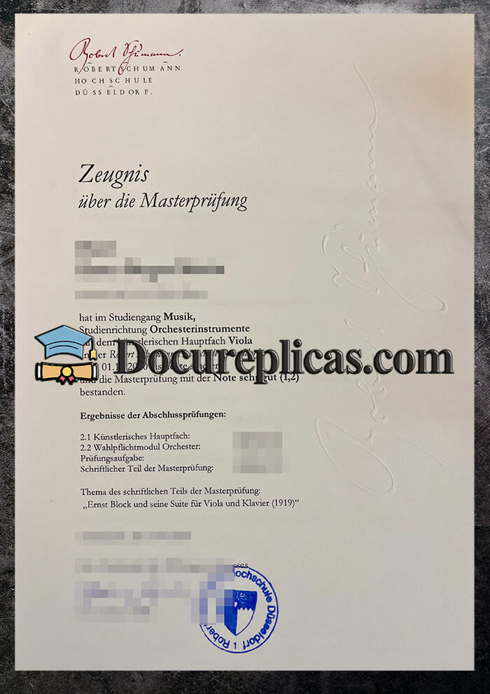 purchase realistic Robert Schumann Hochschule Düsseldorf Transcript