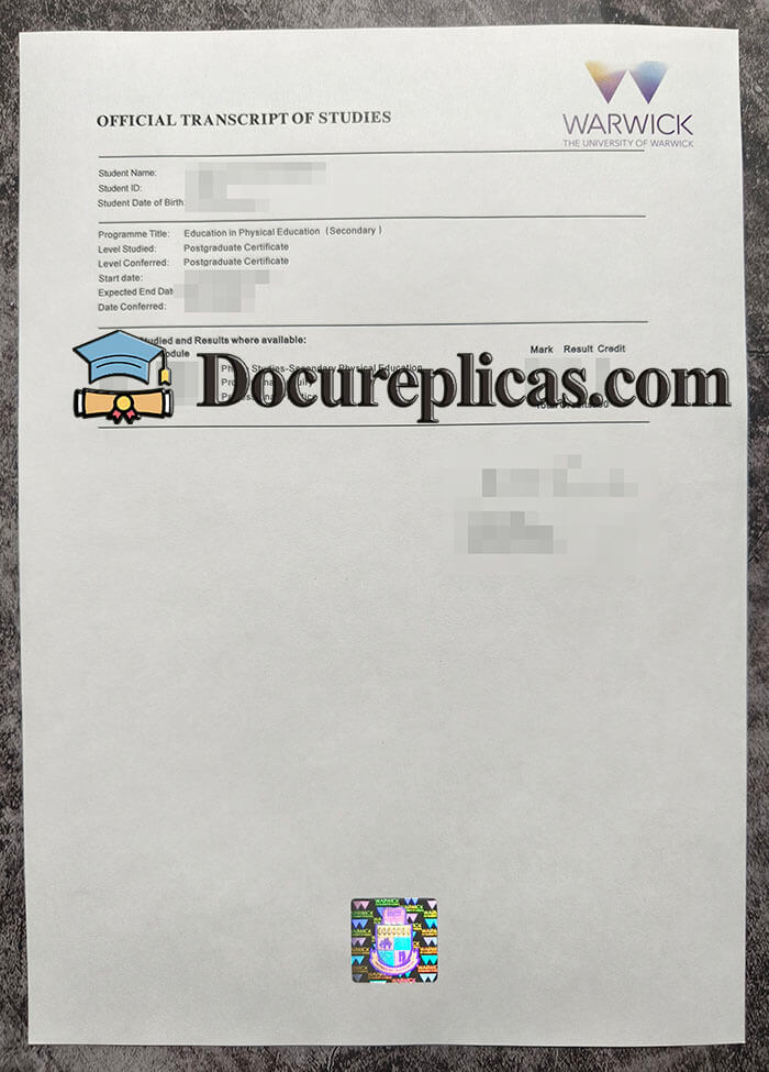 purchase realistic University Warwick Transcript