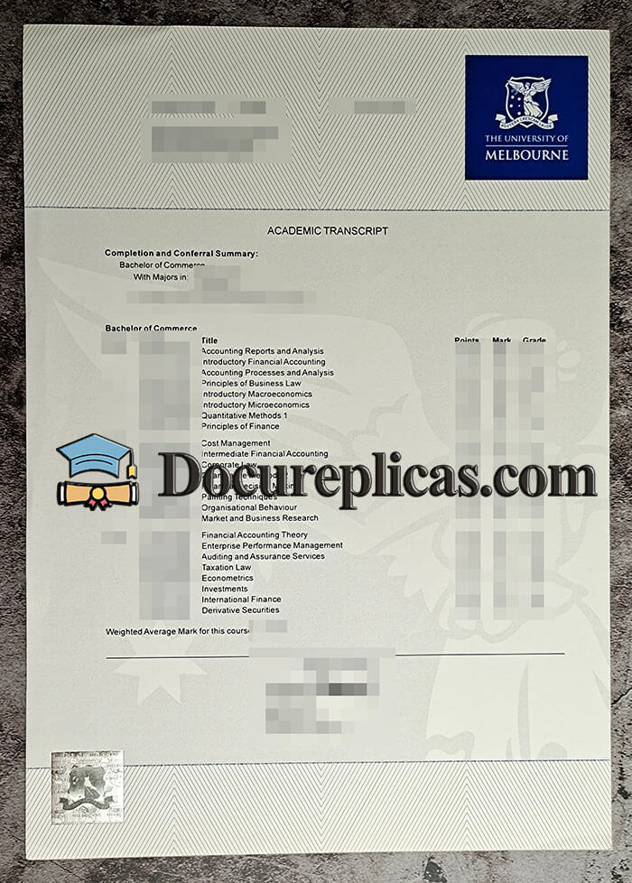 purchase realistic University of Melbourne Transcript