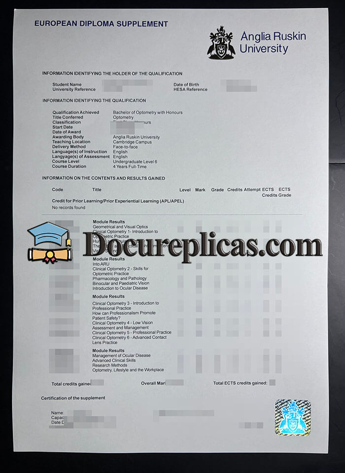 purchase realistic Anglia Ruskin University Transcript