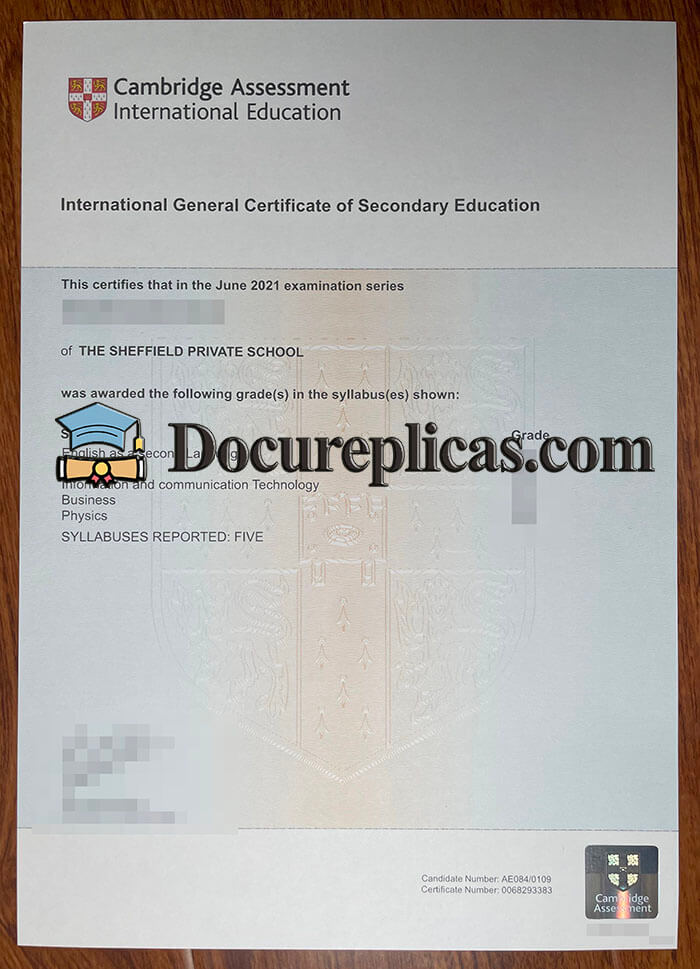purchase realistic Cambridge Assessment IGCSE certificate