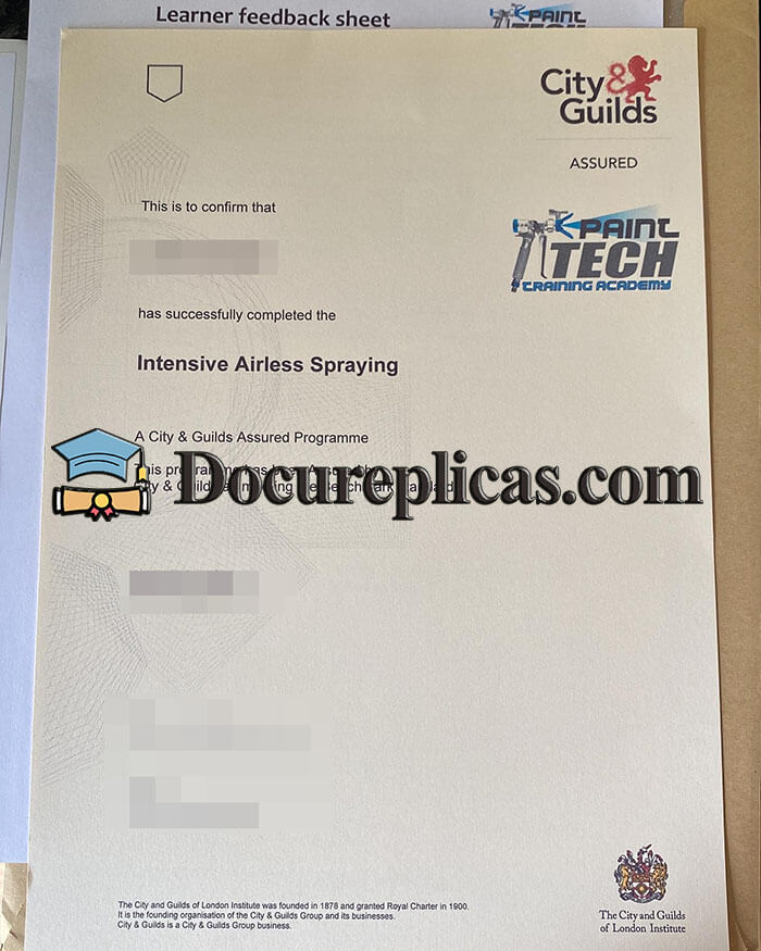 purchase realistic City & Guilds Paint Tech certificate