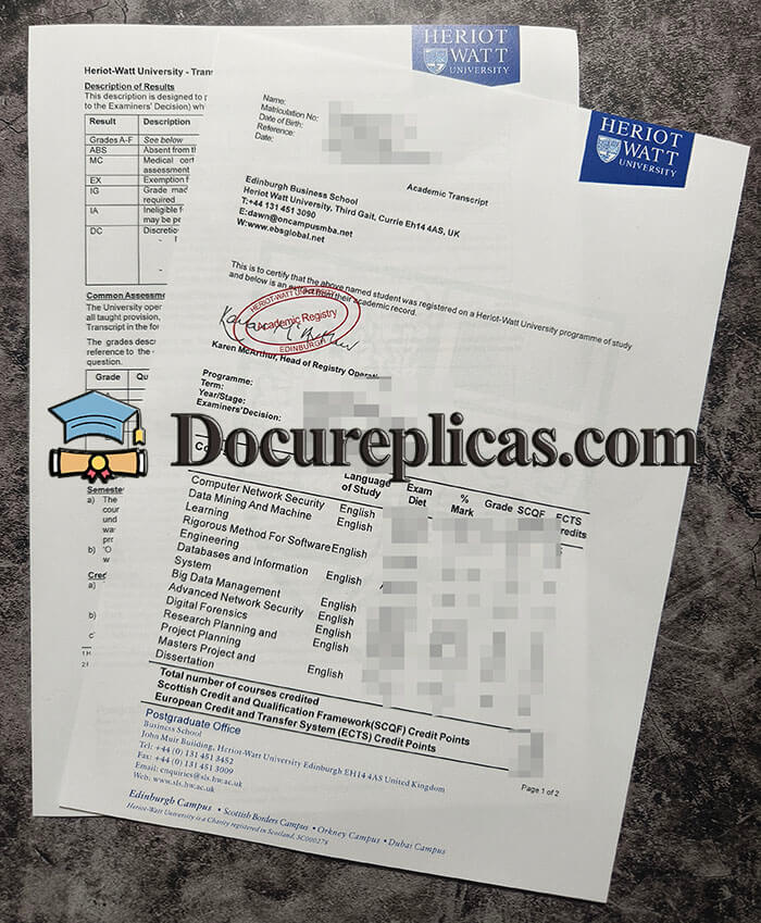 purchase realistic Heriot Watt University Transcript