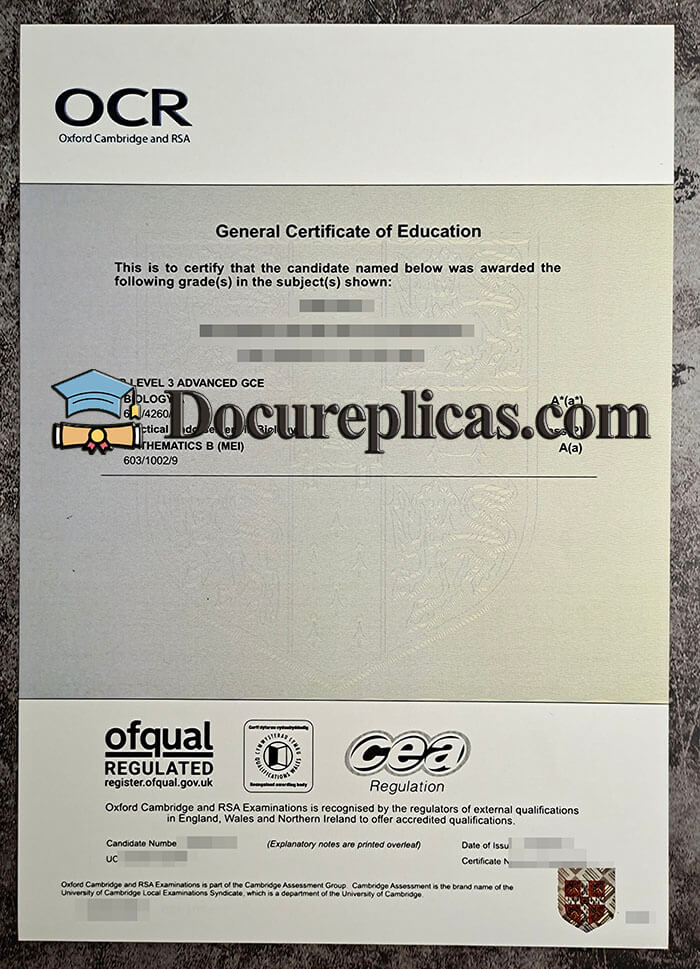 purchase realistic OCR General Certificate of Education