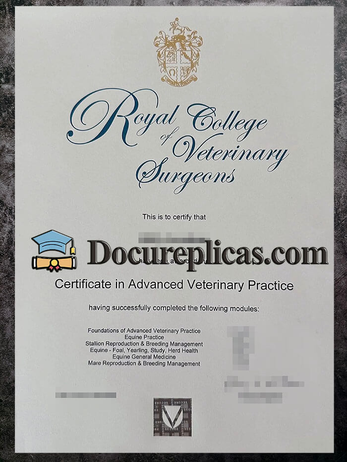 purchase realistic Royal College of Veterinary Surgeons certificate