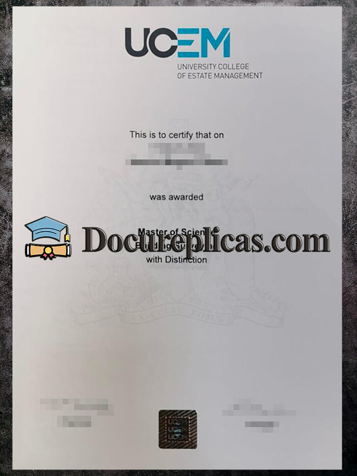 purchase realistic University College of Estate Management diploma