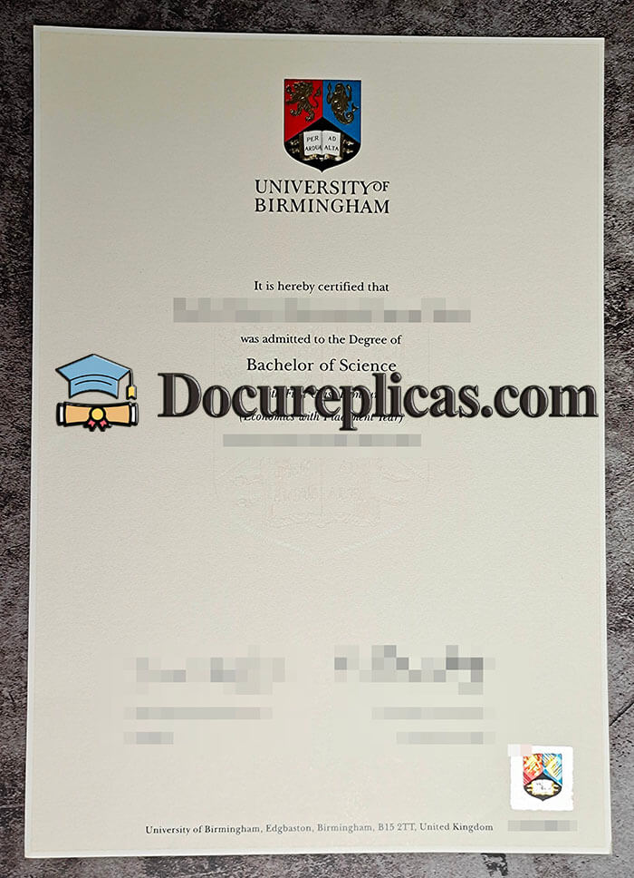 purchase realistic University of Birmingham diploma
