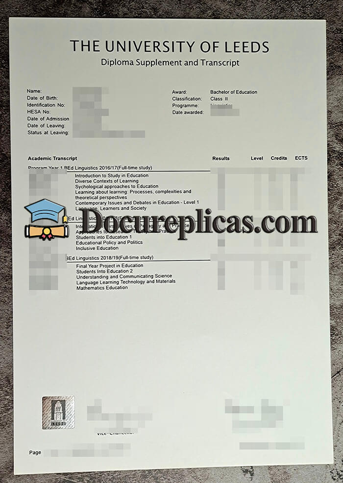purchase realistic University of Leeds Transcript
