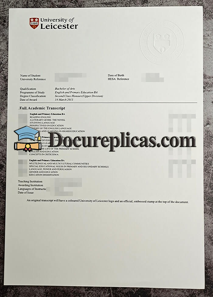 purchase realistic University of Leicester Transcript
