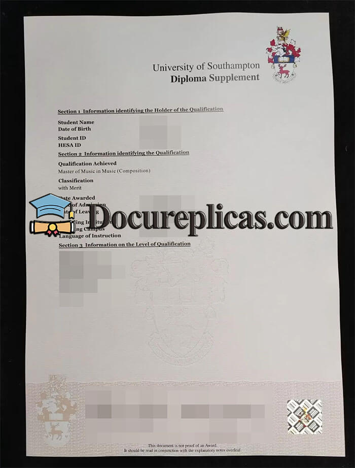 purchase realistic University of Southampton Transcript