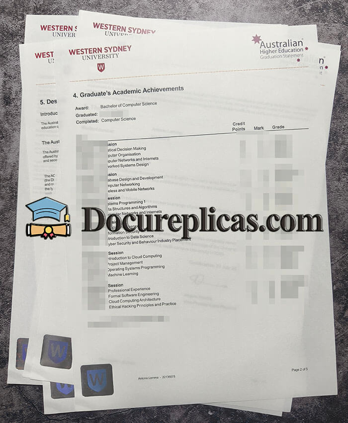 purchase realistic Western Sydney University Transcript